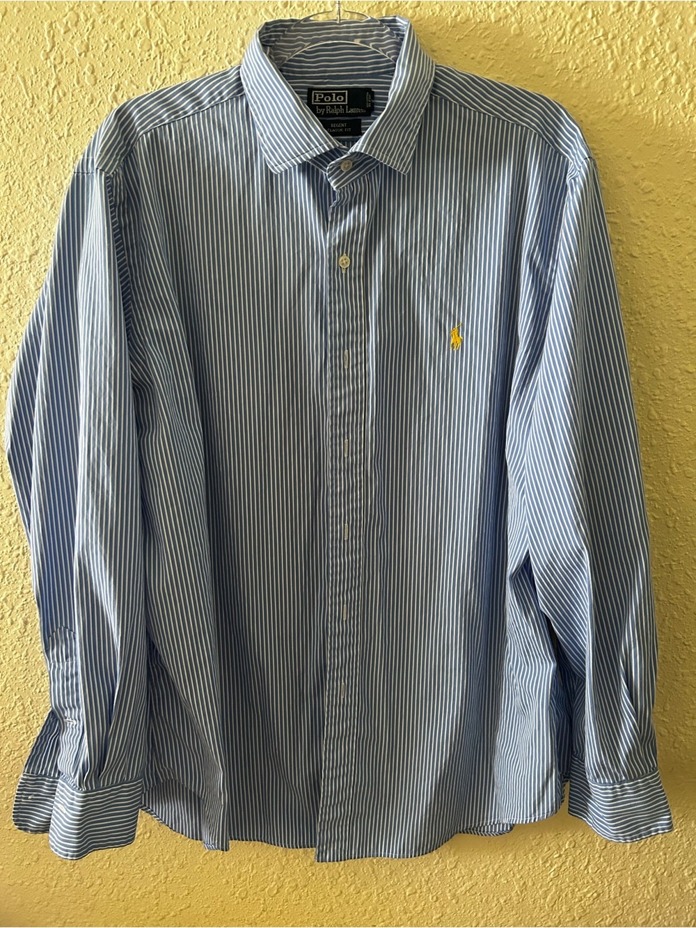 Ralph Lauren Blue and White Striped Button-Down Shirt